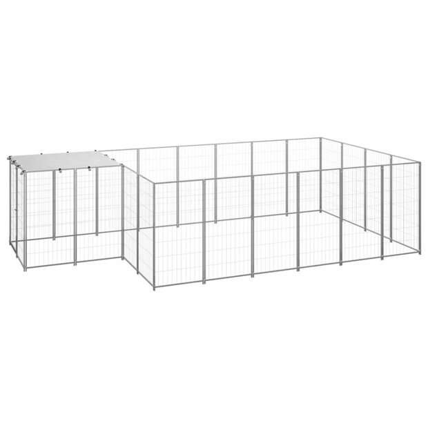Hondenkennel 8,47 m&sup2; staal zilverkleurig   1