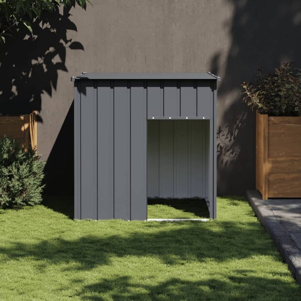 Hondenhok met dak antraciet 110x103x109 cm gegalvaniseerd staal 1