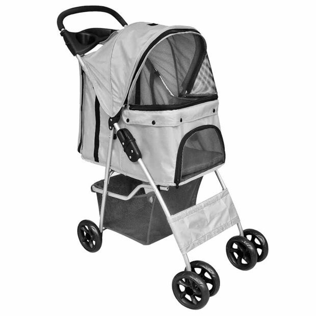 Huisdierenwagen voor honden/katten opvouwbaar grijs 1
