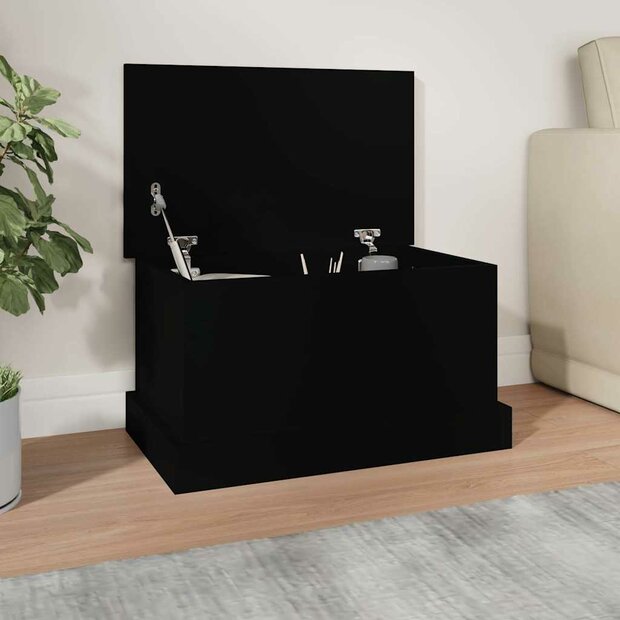 Opbergbox 50x30x28 cm bewerkt hout zwart 1