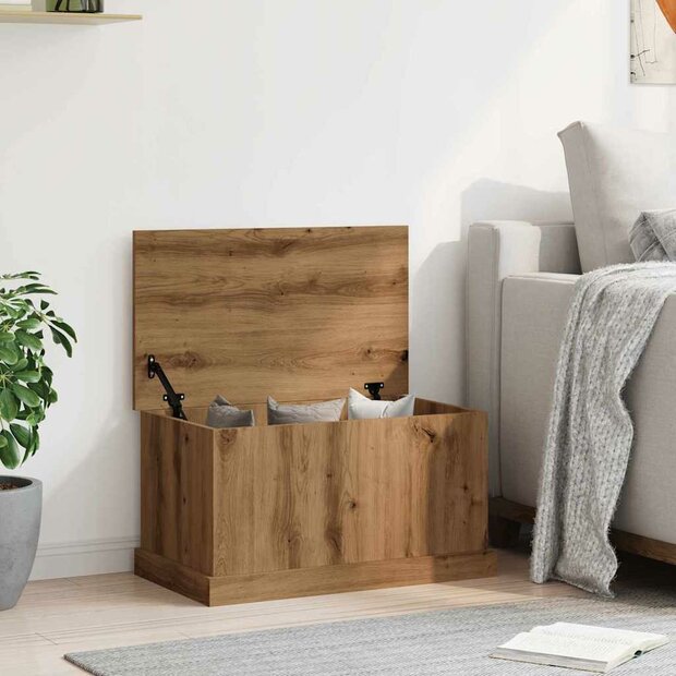 Opbergbox 70x40x38 cm bewerkt hout artisanaal eikenkleurig 1