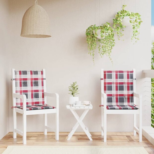 Tuinstoelkussens 2 st 100x50x3 cm oxford stof ruitpatroon rood 1