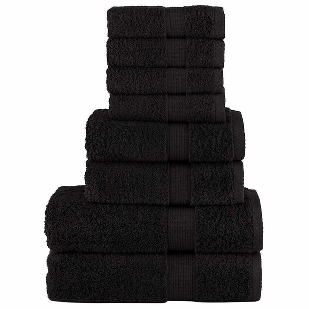 8-delige Handdoekenset SOLUND 600 g/m&sup2; zwart 1