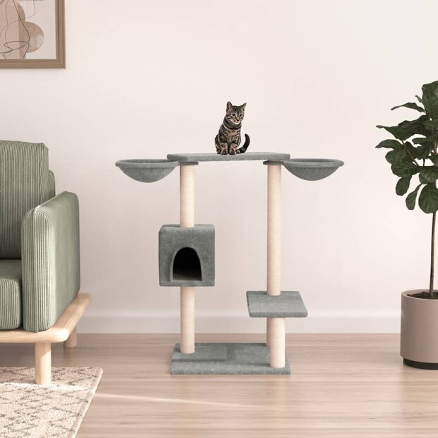 Kattenmeubel met krabpalen 82 cm lichtgrijs 1