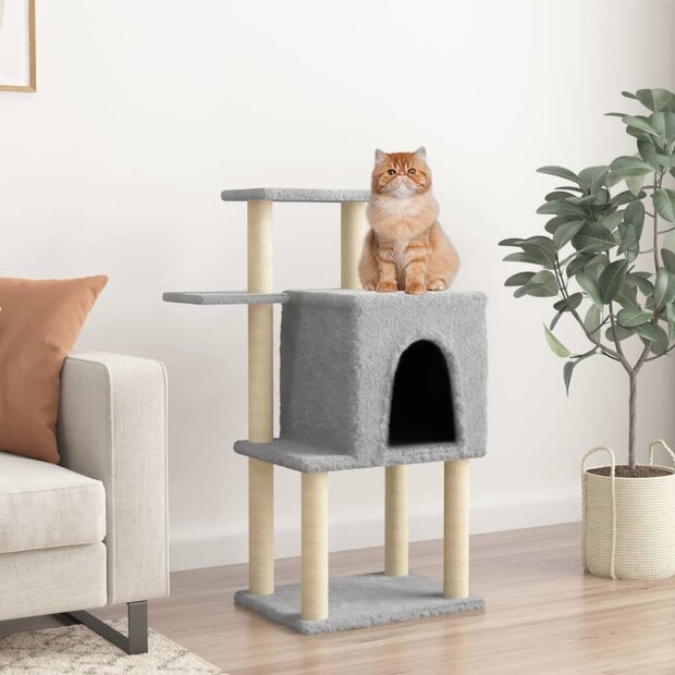 Kattenmeubel met sisal krabpalen 97 cm lichtgrijs 1