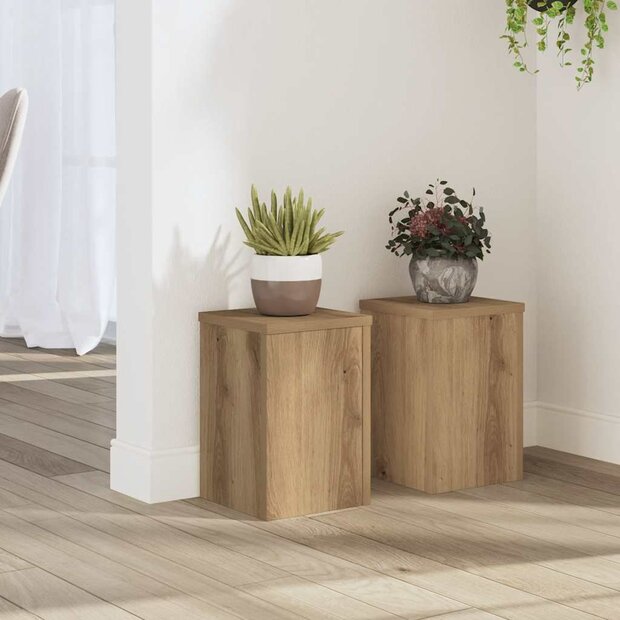 Plantenstandaards 2 st 20x20x30 cm hout artisanaal eiken 1