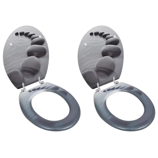 Toiletbrillen met deksels 2 st stenen MDF 1