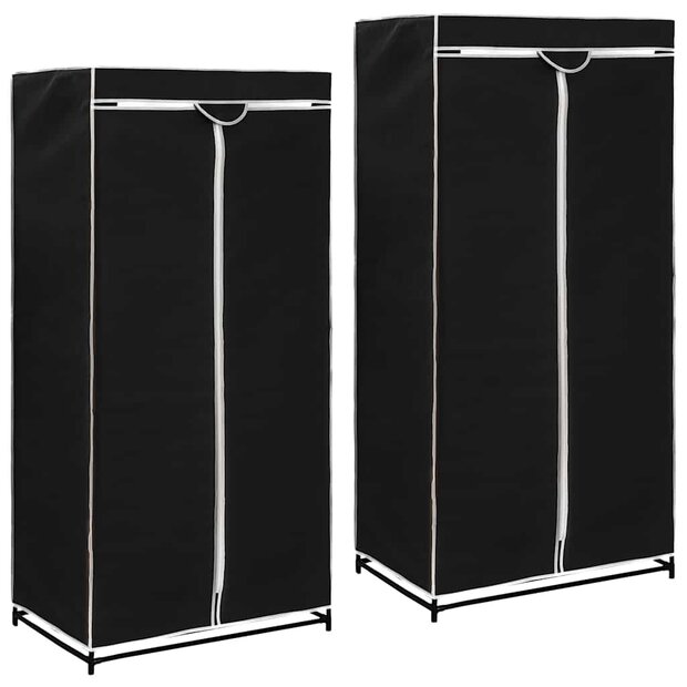 Kledingkasten 2 st 75x50x160 cm zwart 1