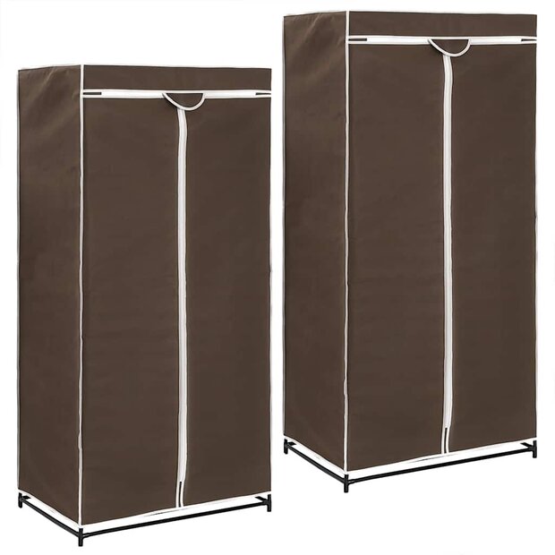 Kledingkasten 2 st 75x50x160 cm bruin 1