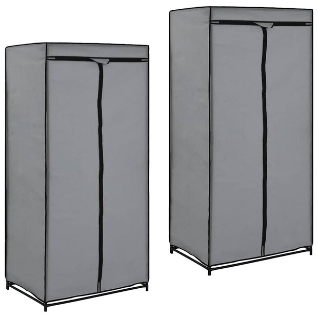 Kledingkasten 2 st 75x50x160 cm grijs 1