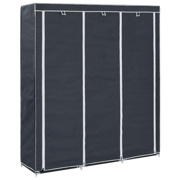 Kledingkast met vakken en stangen 150x45x175 cm stof zwart 1