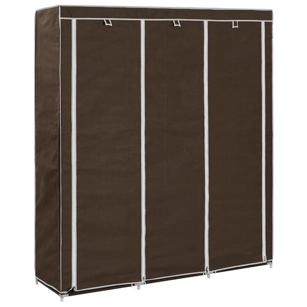 Kledingkast met vakken en stangen 150x45x175 cm stof bruin 1
