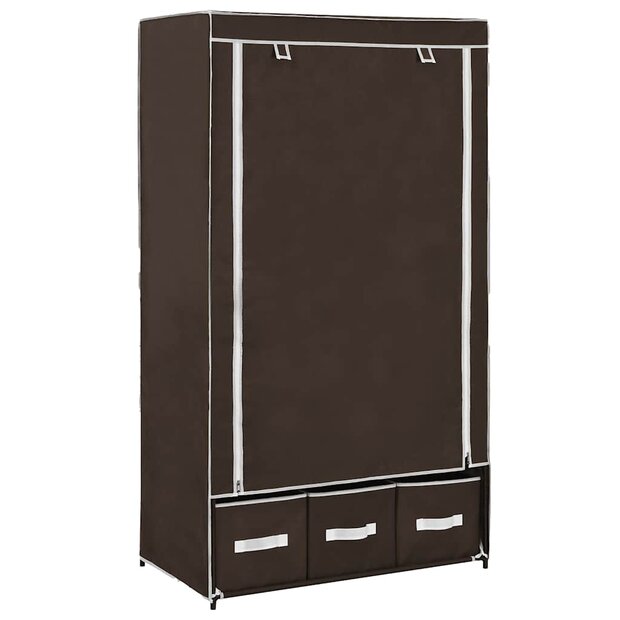 Kledingkast 87x49x159 cm stof bruin 1