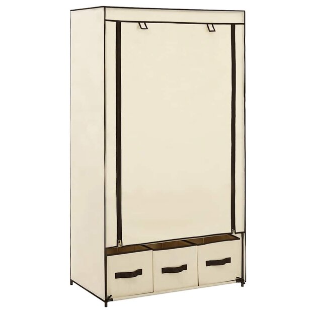 Kledingkast 87x49x159 cm stof cr&egrave;me 1