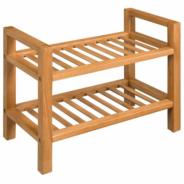 Schoenenrek met 2 schappen 50x27x40 cm massief eikenhout 1
