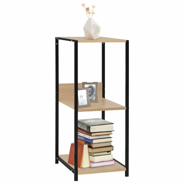Boekenkast 33,5x39,6x79,7 cm bewerkt hout zwart en eikenkleurig 1