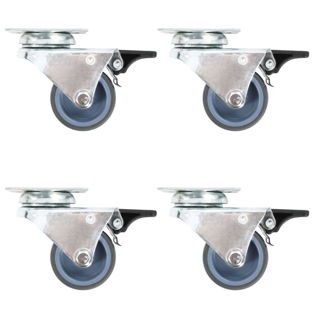 Zwenkwielen dubbel met dubbele remmen 4 st 50 mm 1