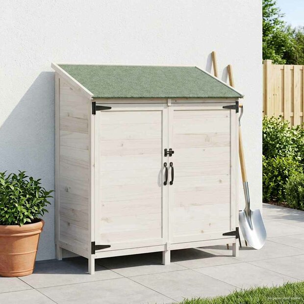 Tuinschuur Wit 106,5 x 56 x 113,5 cm Bewerkt hout 1