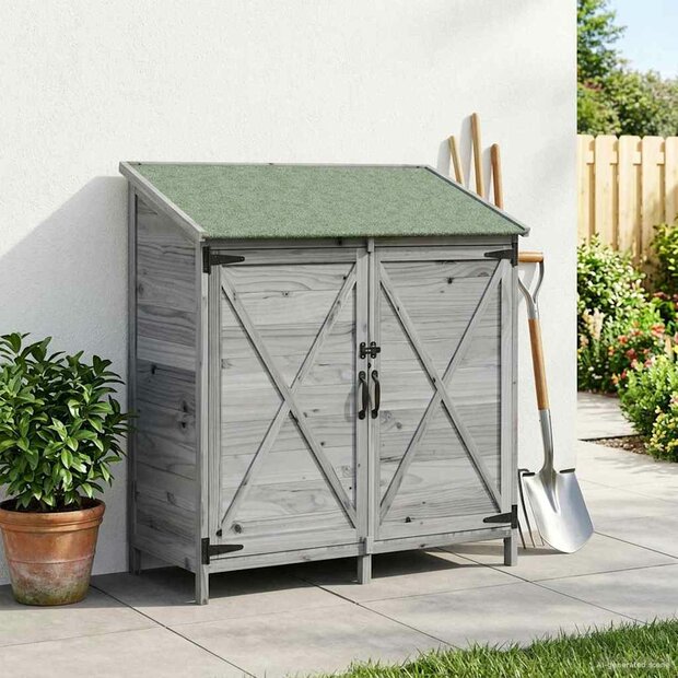 Tuinschuur Grijs 106 x 56 x 113,5 cm Bewerkt hout 1