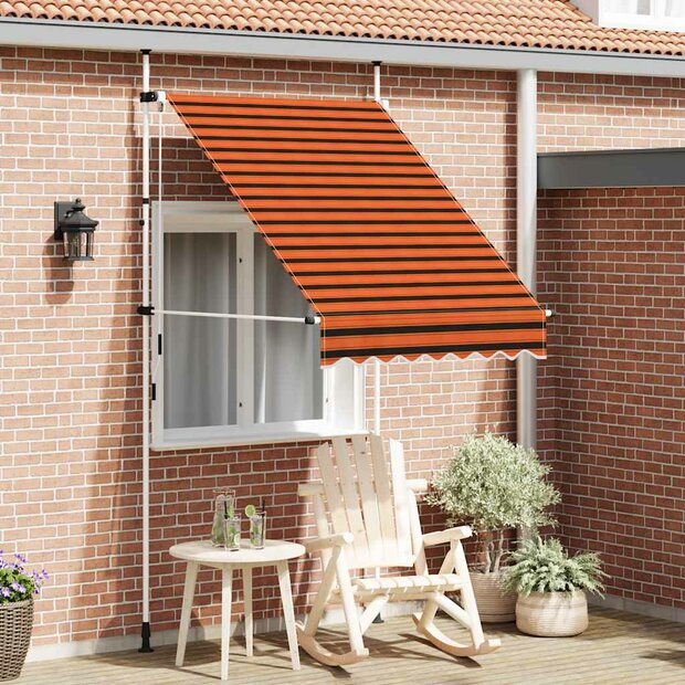 Luifel handmatig uittrekbaar 150 cm oranje en bruin 1