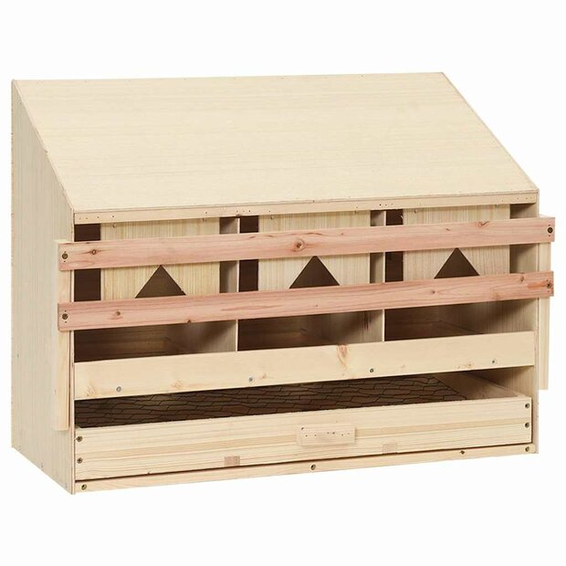 Kippenlegkast 3 compartimenten 72x33x54 cm massief grenenhout 1