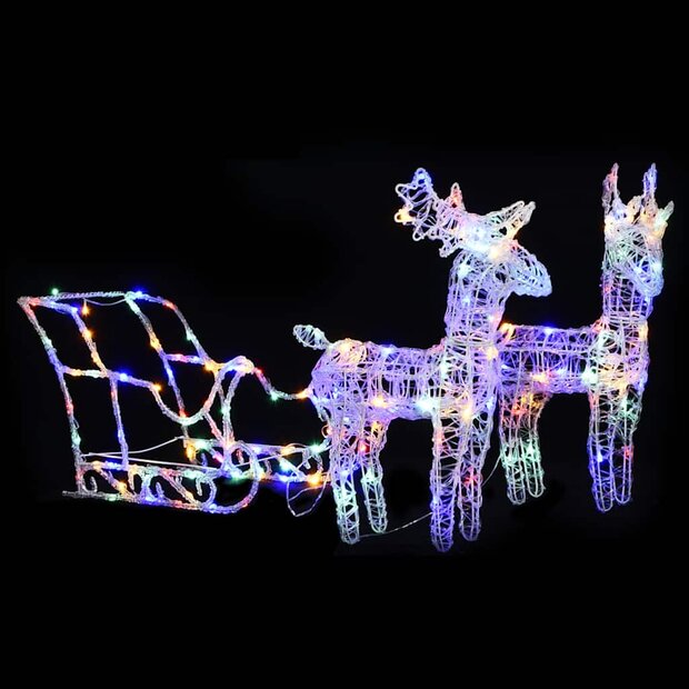 Kerstversiering rendieren en slee 160 LED&amp;apos;s 130 cm acryl 1