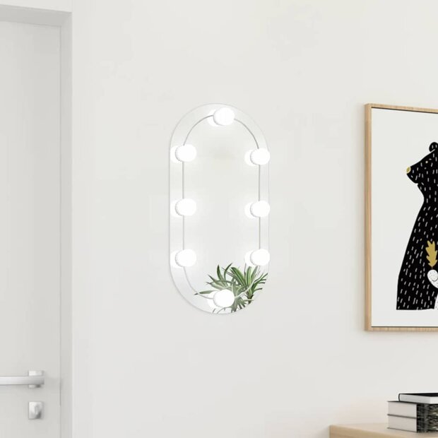 Spiegel met LED-verlichting ovaal 60x30 cm glas 1