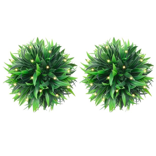 Kunstbuxusballen met LED-verlichting 2 st 30 cm groen 1
