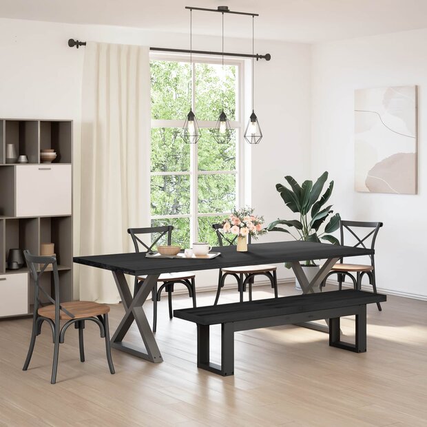 Eetbank NOAIN 180 x 41 x 45 cm Massief grenenhout Zwart 1