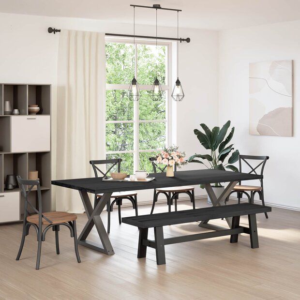 Eetbank NOAIN 160 x 41 x 45 cm Massief grenenhout Zwart 1