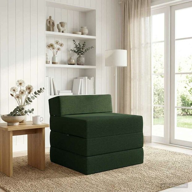 Vouwbare Bankbed Donkergroen 200 x 70 x 10 cm Stof 1