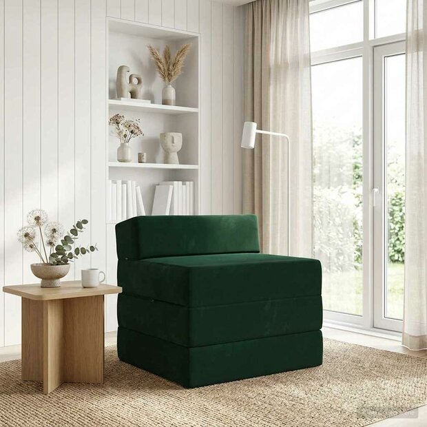 Vouwbare Bankbed Donkergroen 200 x 70 x 10 cm Fluweel 1