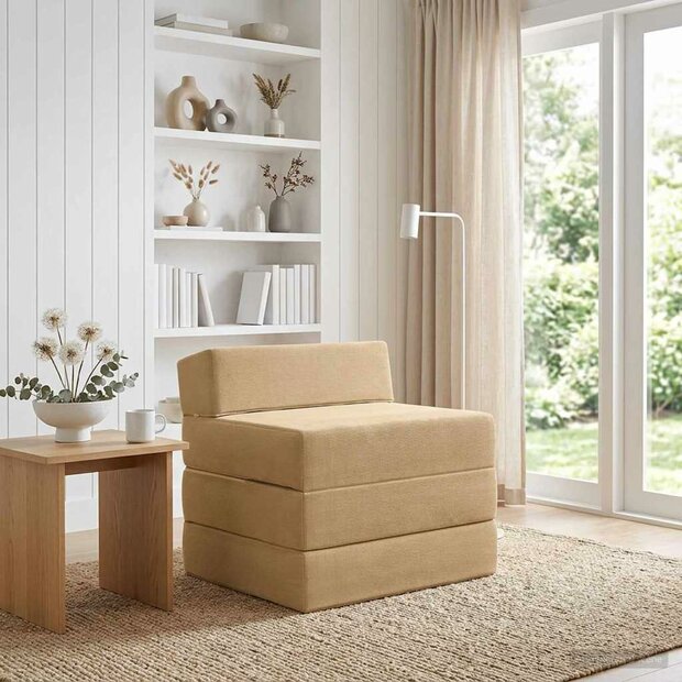 Vouwbare Bankbed Lichtgroen Grijs 200 x 70 x 10 cm Katoen Stof 1