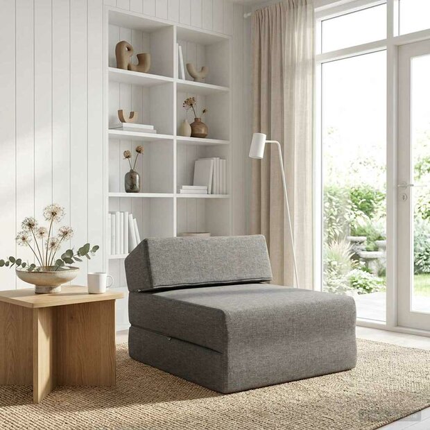 Vouwbare Bankbed Lichtgrijs 60 x 70 x 41 cm Stof 1
