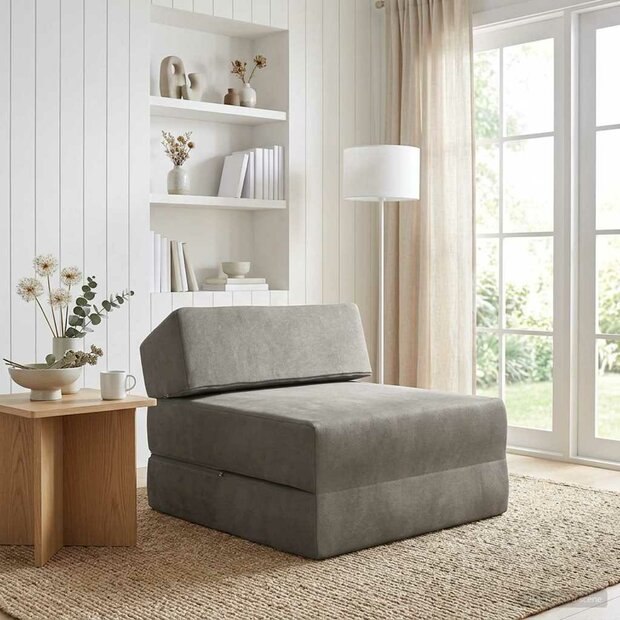 Vouwbare Bankbed Lichtgrijs 60 x 70 x 41 cm Stof 1