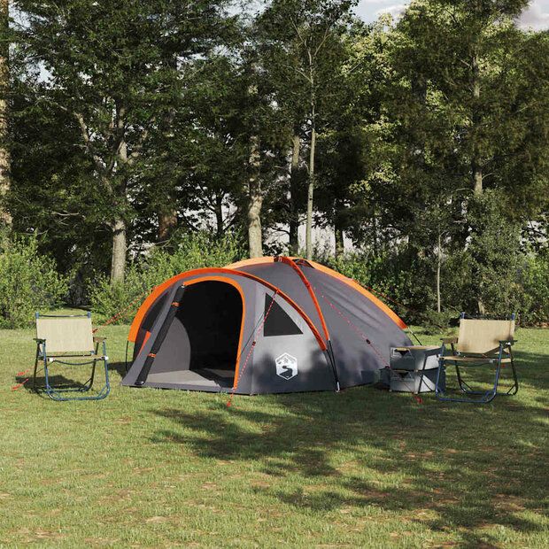 Camping Tent 4-persoons 308 x 268 x 130 cm Grijs en oranje 1
