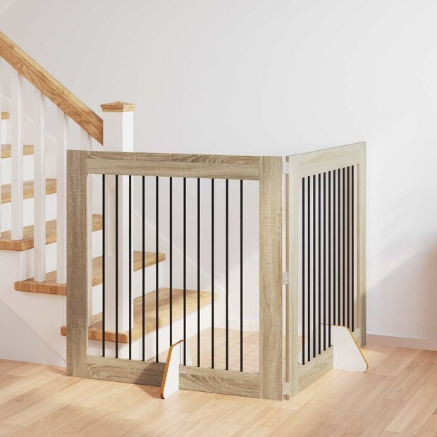 Hondenhekje met standaards 2 pcs Sonoma Eiken 100 x 100 cm 1