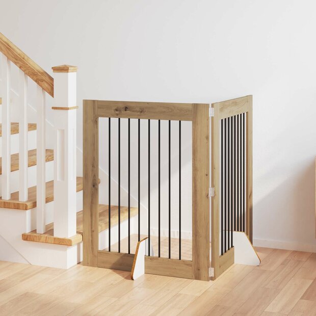 Hondenhekje met standaards 2 pcs Artisanaal eiken 80 x 100 cm 1