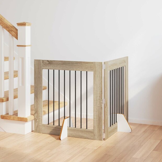 Hondenhekje met standaards 2 pcs Sonoma Eiken 80 x 80 cm 1