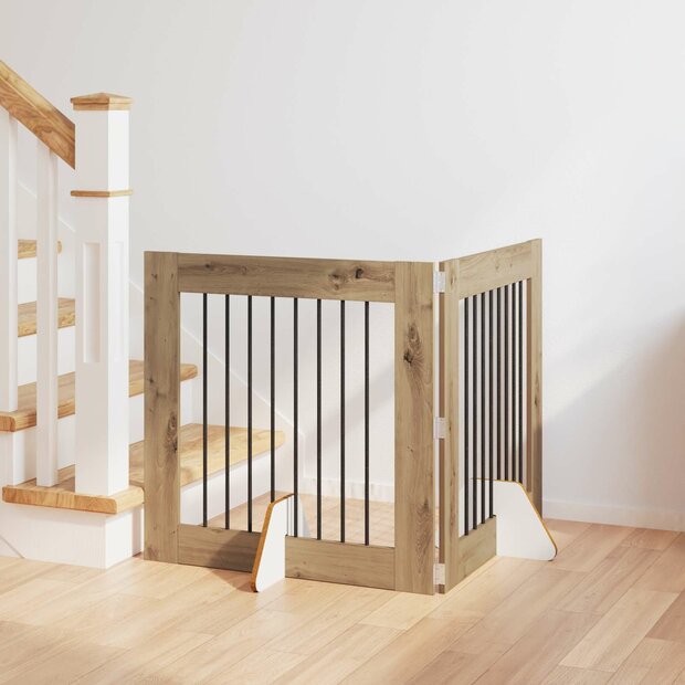 Hondenhekje met standaards 2 pcs Artisanaal eiken 80 x 80 cm 1