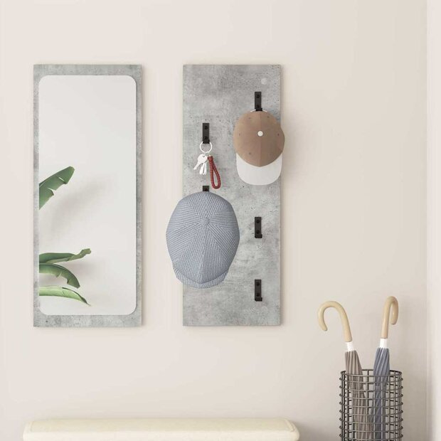 Wandgemonteerde kapstok met opslag Beton Grijs 30 x 1,5 x 80 cm 1