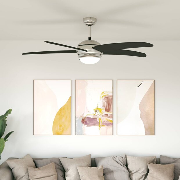 Plafondventilator met licht en afstandsbediening &Oslash; 130 cm Zwart 1