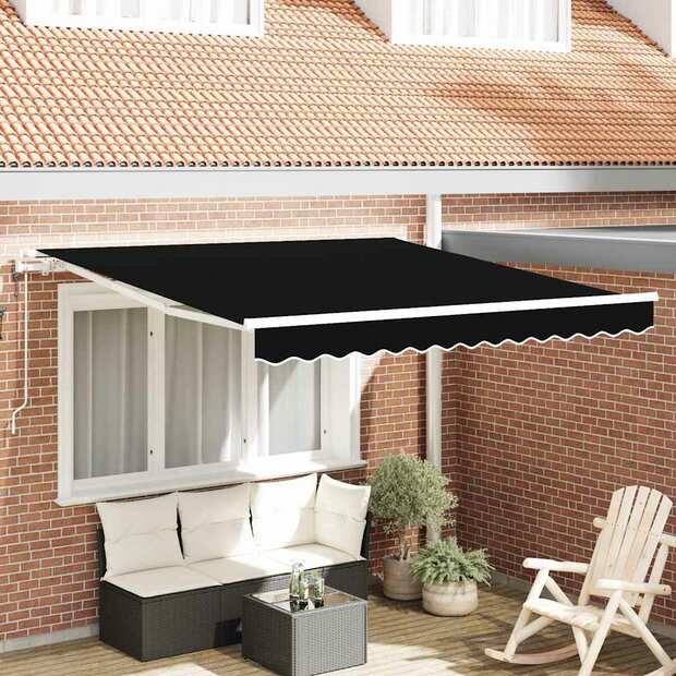 Elektrisch Uittrekbaar Zonnescherm Zwart 350 x 250 cm 1
