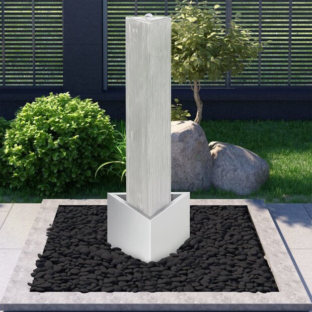 Tuinfontein 37,7x32,6x110 cm roestvrij staal zilverkleurig 1