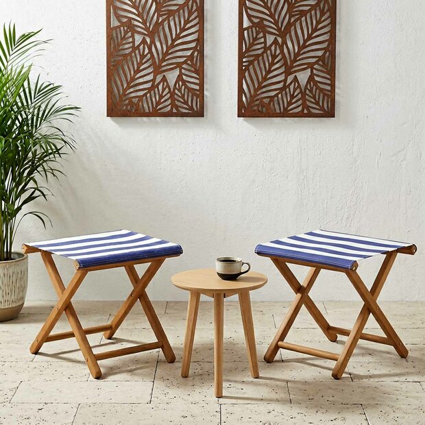 Ligstoel 2 pcs massief eucalyptushout Blauw en Wit 1