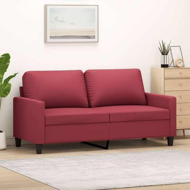 Tweezitsbank 140 cm kunstleer wijnrood 1