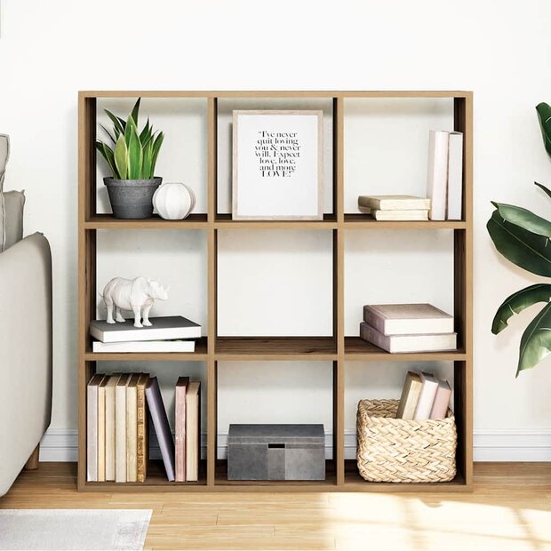 Kamerscherm / boekenkast 102x29x103,5 cm hout artisanaal eiken 1