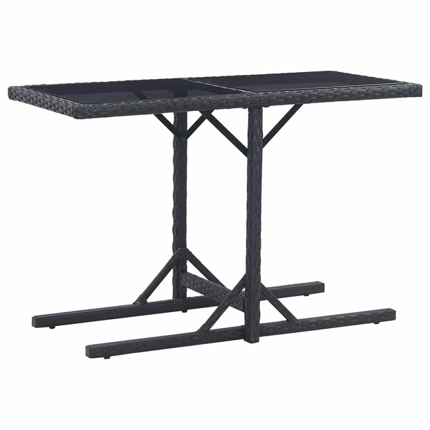 Tuintafel 110x53x72 cm glas en poly rattan zwart 1