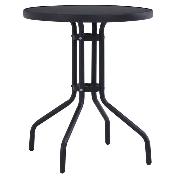 Tuintafel 80 cm staal en glas zwart 1