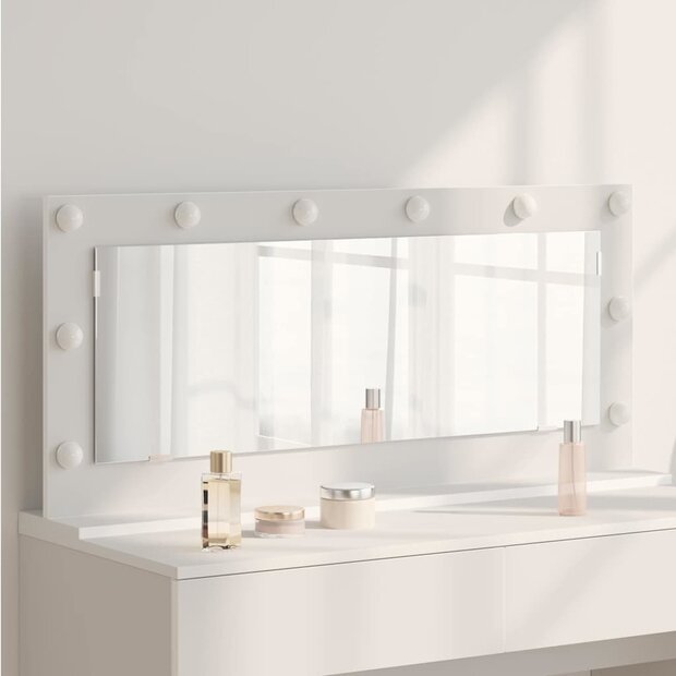 Make-up spiegel Wit 100 x 45 x 18 cm Glas en Hout met Kunststof 1